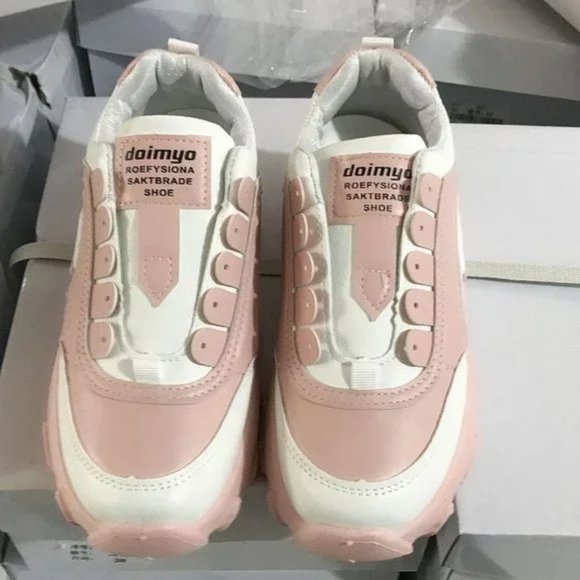 New women's sneakers round toe low front lace-up platform shoes - Picture 3 of 6